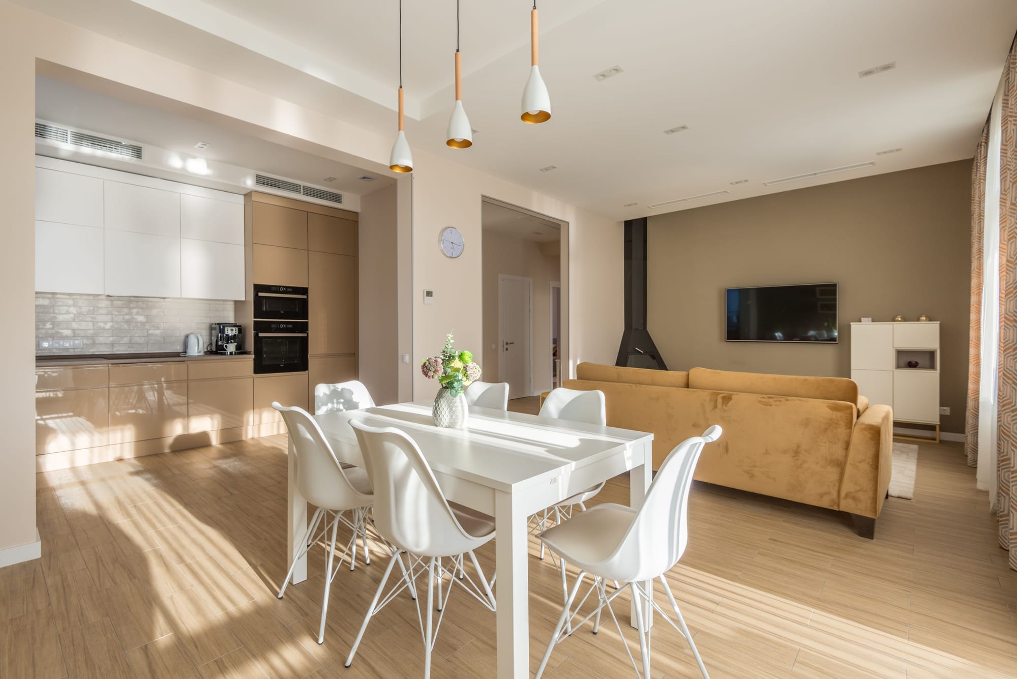 Premium wood flooring installed in a bright open Las Vegas living space